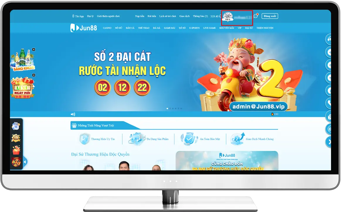 Bước 1: Truy cập trang chủ » Chọn Tài khoản